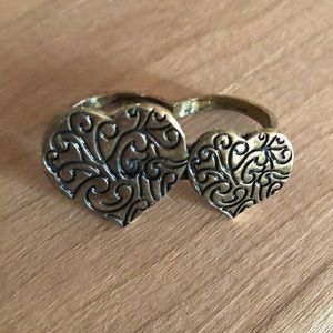 ModCloth double etched heart ring